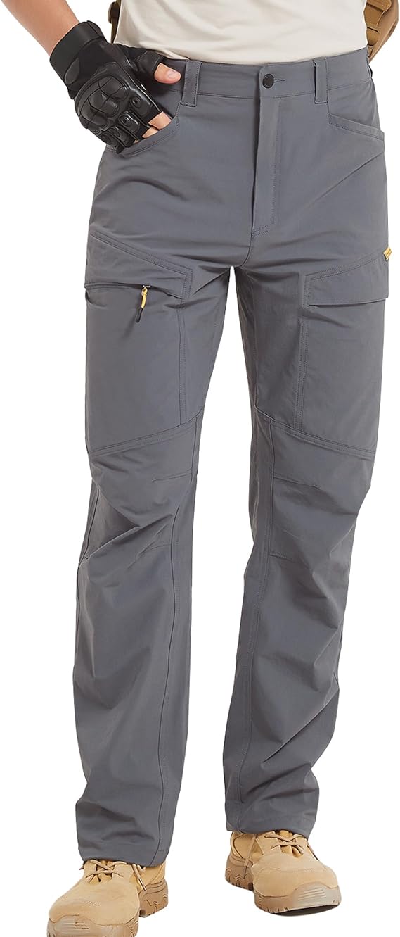 HARD LAND Hiking Pants Men Outdoor Cargo Quick Dry Lightweight Stretch Travel Pants with Elastic Waist for Fishing