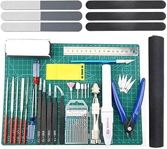 Professional 33 PCS Model Tools Kit Modeler Basic Tools Craft Set Hobby Building Tools Kit for Gundam Car Model Building Repairing and Fixing J