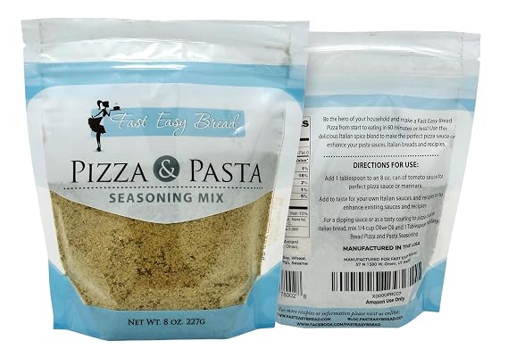 Fast Easy Bread Authentic Italian Pizza & Pasta Seasoning Blend | Elevate Your Recipes with the Perfect Mix of Herbs and Spices for Sauces & More | 100% Vegetarian | Seasoning Mix Less in Calories