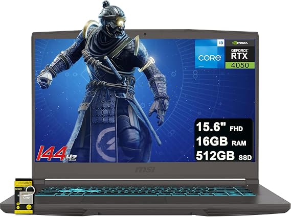 msi Thin 15 Gaming Laptop 15.6" FHD IPS 144Hz Intel Octa-core i5-13420H (Beats i7-12650H) 16GB RAM 512GB SSD GeForce RTX 4050 Backlit USB-C Wi-Fi6E Win11 ICP Hub