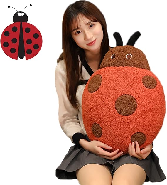 20 Inches Ladybug Stuffed Animal Hugging Back Pillow Ladybird Plush Cushion | Pass ASTM F963 | Safe Polyester Fill | Skin-friendly | No Loose Parts | Machine-wash | Sturdy Stitched | Durable | Ideal Gift