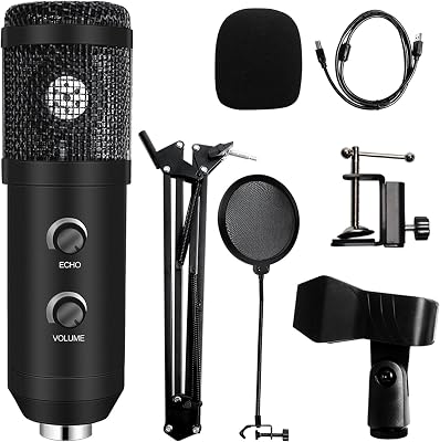 mikrofon Upgraded USB E20 Condenser Computer Microphone with Ring Light Studio Kit with Arm Stand for Gaming Video Record Microphone Color : 2
