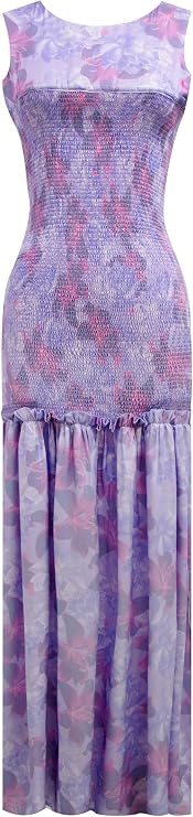 Crew Neck Elasticized Maxi Dress