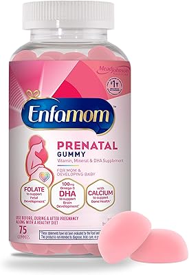 Enfamom Prenatal Multivitamin, 75 Gummies, Supplement for Pregnant and Lactating Women from Enfamom, Omega-3 DHA  Folate as Folic Acid  Calcium  Iodine, Zinc, Vitamin D, Raspberry Lemon Flavor