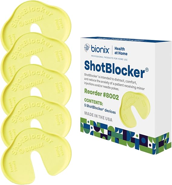 Bionix - ShotBlocker, Eases Discomfort from Immunizations & Injections, Great Alternative to Numbing Creams, Use At Home or On-The-Go, Safe for Kids, Easy-to-Use, Reusable (5 Count)
