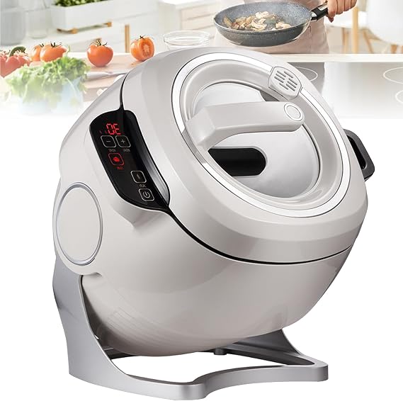 Commercial Automatic Cooking Machine, Multi-Function Cooking and Rice Cooking Machine, 6L Capacity, Induction Cooker Smart Touch 360 Rotation, Suitable for Cooking, Stewing