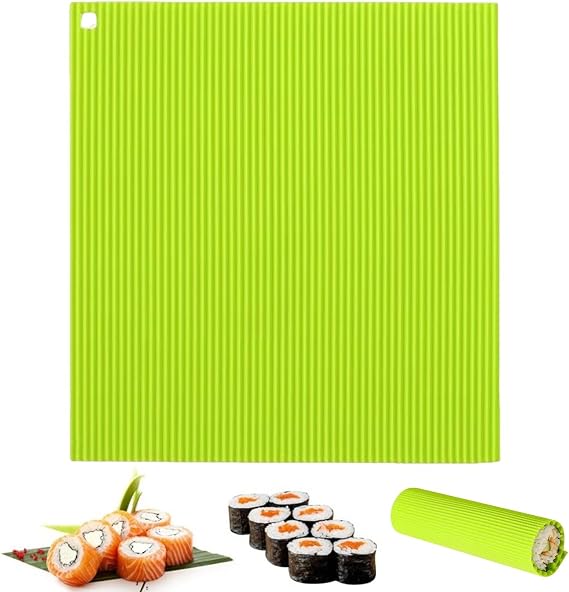 Sushi Making Kit, Non-Stick Silicone Sushi Mat, Easy-Clean Rolling Mat for Beginners & Kids