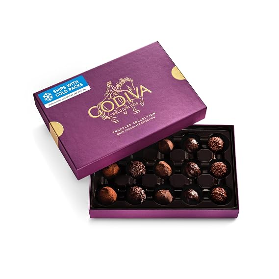Godiva Dark Chocolate Belgian Truffles Gift Box, Gourmet, 15 Pc