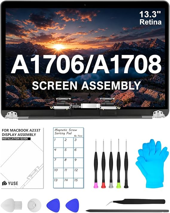 A1706 A1708 Screen Replacement 13.3" for MacBook Pro 2016 2017 LCD(Silver)