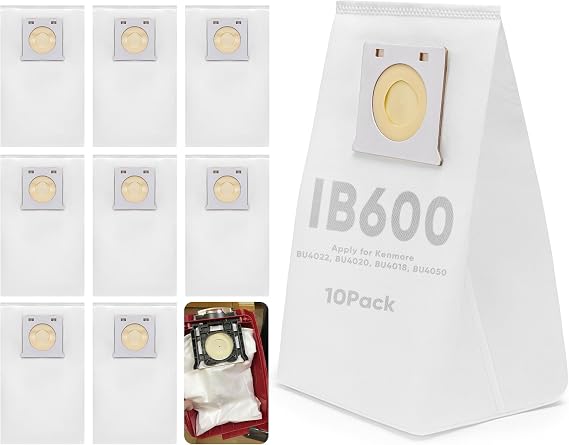 10 Pack IB600 HEPA Vacuum Bags for Kenmore Intuition Upright Vacuum Cleaner - Compatible with Kenmore Intuition Vacuum Bags BU4018 BU4020 BU4021 BU4022 BU4050