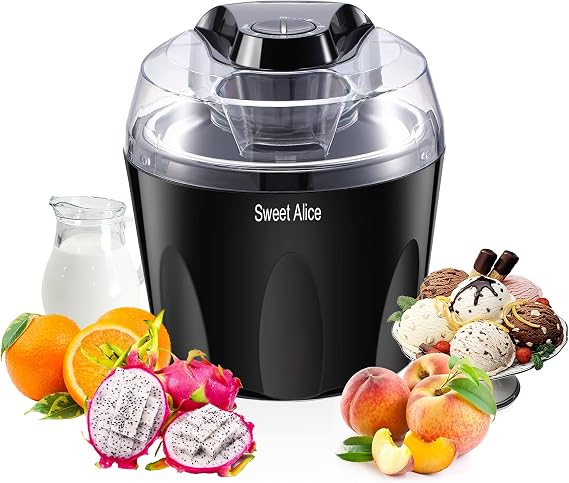Ice Cream Maker, 1.5 Quart Automatic Frozen Yogurt, Sorbet, and Ice Cream Machine, Auto Shut-off Timer Function BPA-free Frozen Dessert Machine