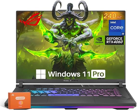 ASUS ROG Strix G16 Gaming Laptop, NVIDIA RTX 4060, Intel i9-14900HX, 16" ROG Nebula 16:10 QHD 240Hz, WiFi 6E, BT 5.3, 64 GB DDR5, 2 TB SSD, Windows 11 Pro, Accessories