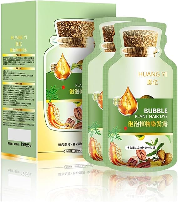 Natural Plant Hair Dye - Botanical Bubble Gentle Hair Coloring Cream, Lazy Bubble for Women & Men, 10 Packs/Box (Natural Black)
