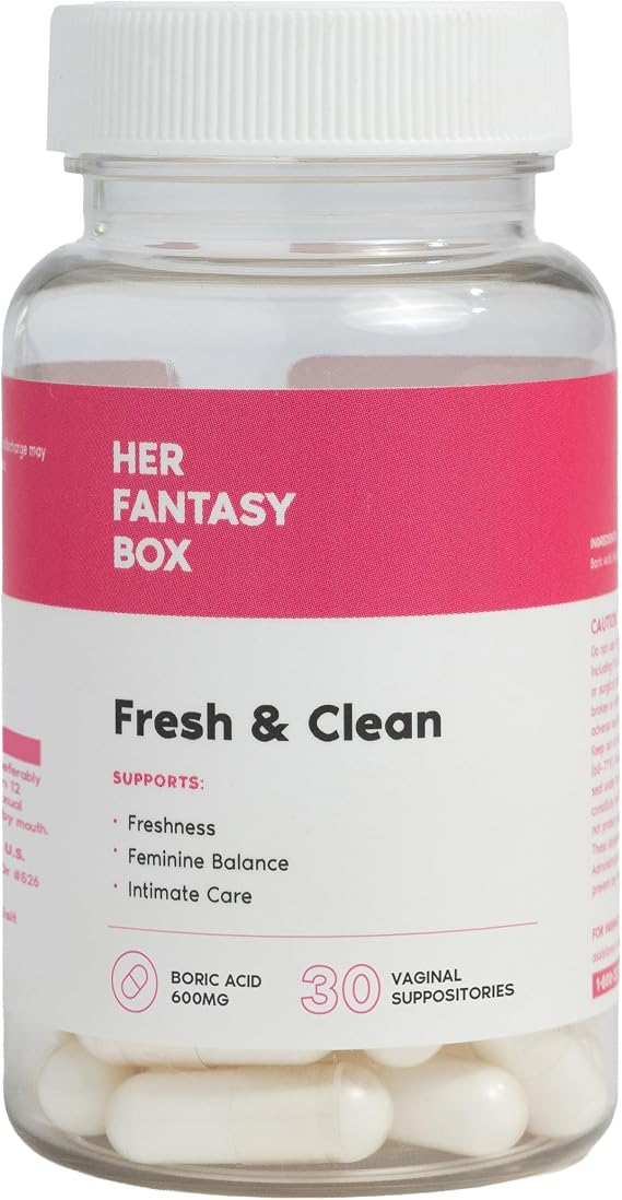 Her Fantasy Box | Fresh & Clean Boric Acid for pH Balance, Odor Control & Comfort 30 Count