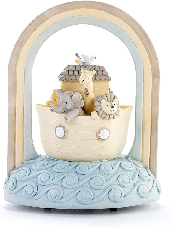 DEMDACO Noah's Ark Blue and Yellow 6 x 5 x 3.5 Inch Musical Figurine Plays Over The Rainbow