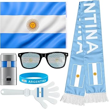 World Cup 2026 Fan Gear Set, 6 Pcs Soccer Cheer Kit with Flag, Scarf, Face Paint, Glasses, Bracelet, and Hand Clapper - Perfect for Supporters & Viewing Parties