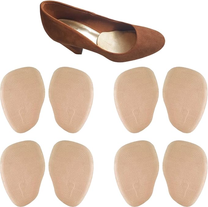 Chiroplax High Heel Pads Cushions Inserts (4 Pairs) Ball of Foot Metatarsal Forefoot Pain Relief Anti-Slip Shoe Insoles for Women