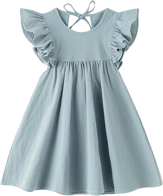 Girls Summer Dress Toddler Ruffle Sleeve Dresses