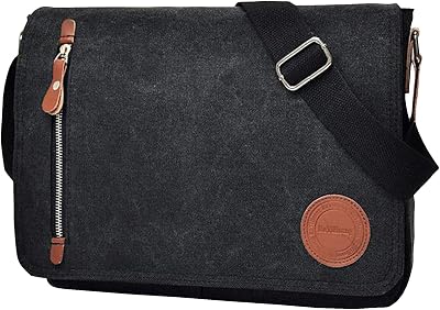 Vintage Canvas Messenger Bag Laptop Shoulder Satchel Crossbody School Bag for 11.6-13.3 inch Laptop Chromebook