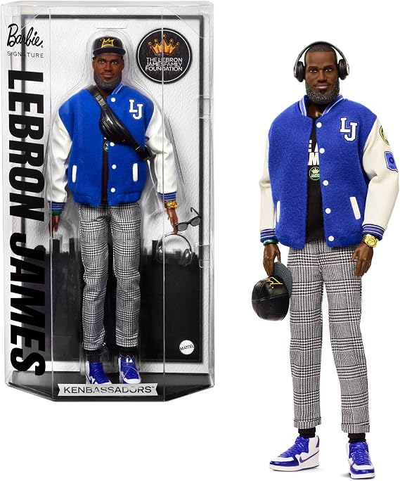 Signature LeBron James Kenbassadors Baby, HRM33, suitable for the collection with accessories such as Barbie Bomber jacket, headphones and sunglasses