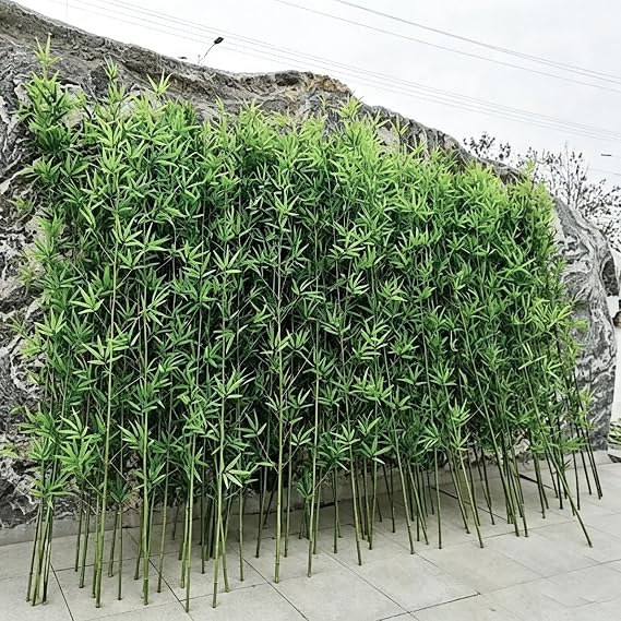 Artificial Fake Bamboo Tree, Indoor Outdoor Privacy Fence Screen, DIY Decor Silk Faux Plant, Greenery Wall for Garden, Courtyard, Entrance(1.8m/5.9ft Tall, 70 Bamboo)