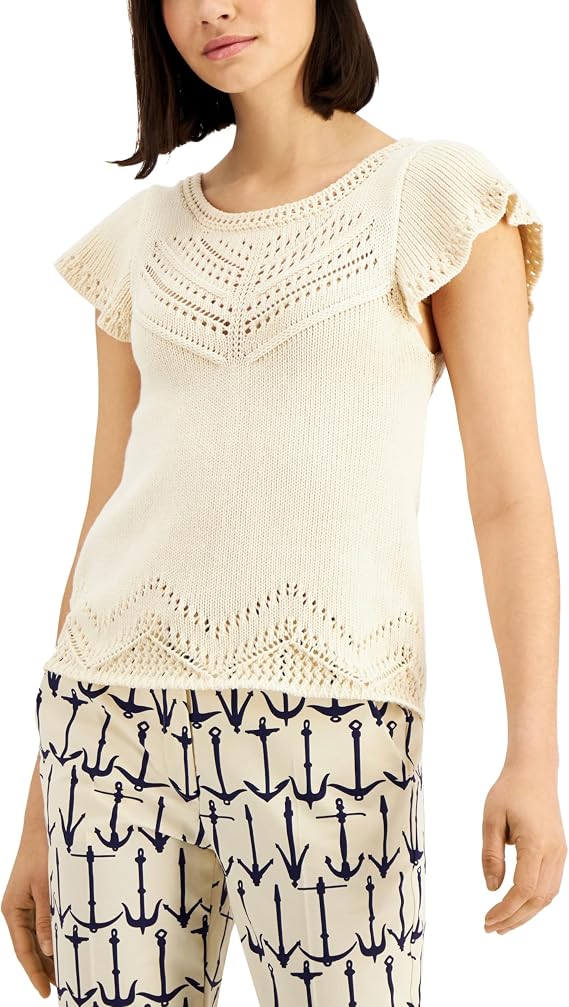 Weekend Max Mara Palio-Knit Flutter-Sleeve Top