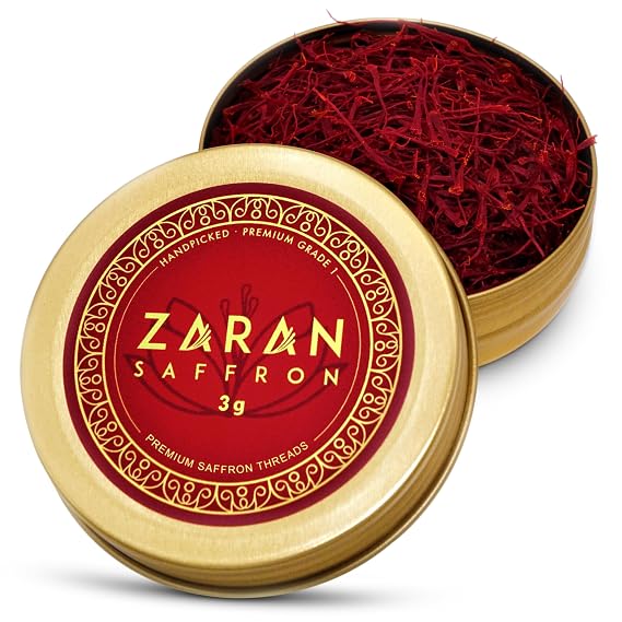 Zaran Saffron, Superior Saffron Threads (Super Negin) Premium grade Saffron Spice for Paella, Risotto, Tea's, and all Culinary Uses (3 Grams)