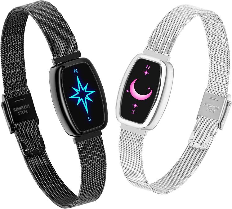 Long Distance Touch Bracelets for Couples, Vibration & Light up | Long Distance Couples Bracelets Relationship Gifts for Girlfriend Bluetooth Pairing Jewelry Xmas Gifts