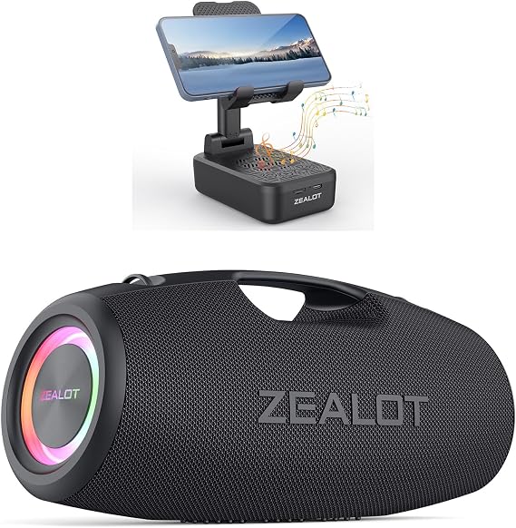 ZEALOT Bluetooth Speakers, S78 120W +Z7 Wireless Speaker with Phone Holder, Speakers Bluetooth Wireless Portable Bluetooth Speaker,Long Playtime,Party Speaker for Home/Ourdoor(Black)