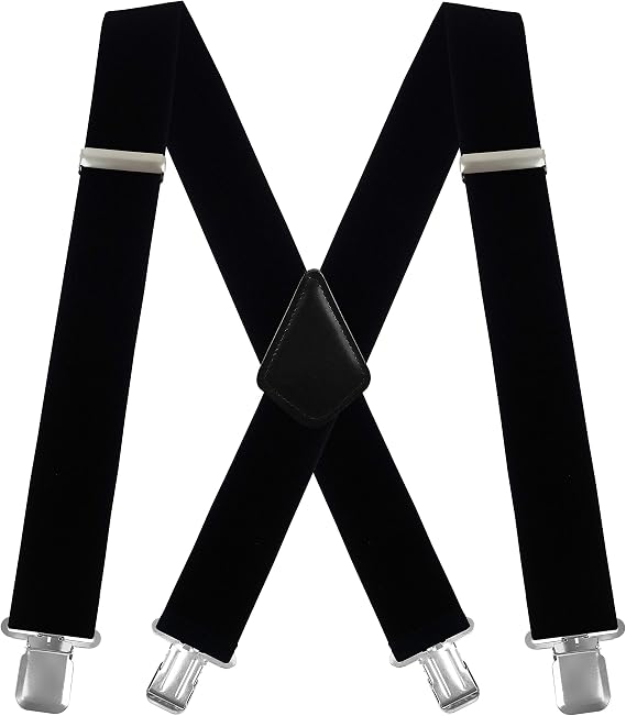 Moulen Men's X-Back 2 IN Wide Heavy Duty Clips Adjustable Suspenders | Reinforced Heavy Duty Clips, Wear Resistant, Full Size Adjustment, Multi Color, Work Wedding & Daily Outfits, Size Large