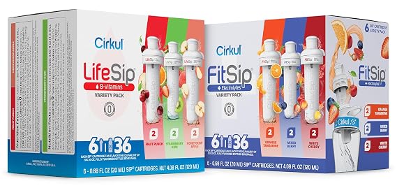 Cirkul Variety Pack Bundle, Flavored Water Cartridge 12-Pack (LifeSip, FitSip), No sugar, zero calorie Drink Mix