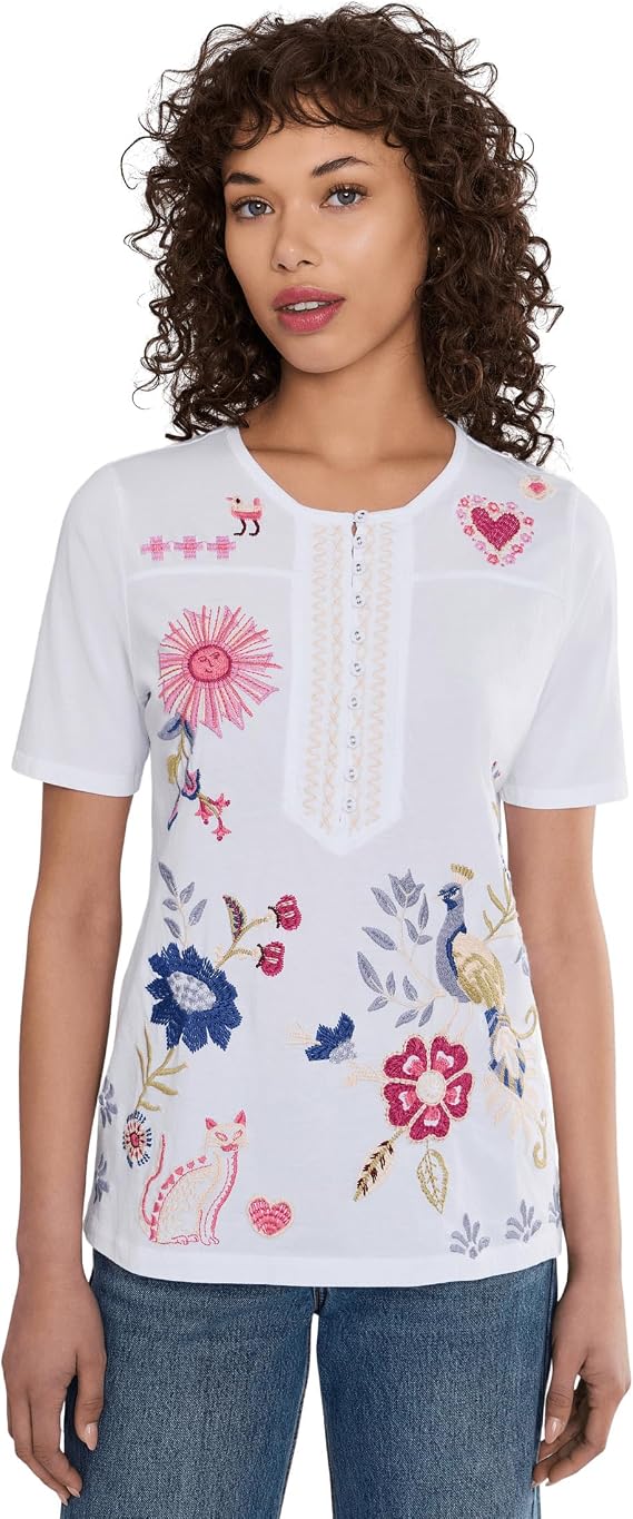 Johnny Was Women's Short Sleeve Seamed Tee - Karissa