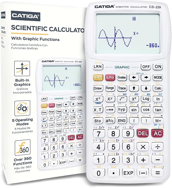 CATIGA CS-229 Scientific Calculator with Graphic Functions - Multiple Modes with Intuitive User Interface - Perfect for Beginner and Advanced Courses, High School or Universities