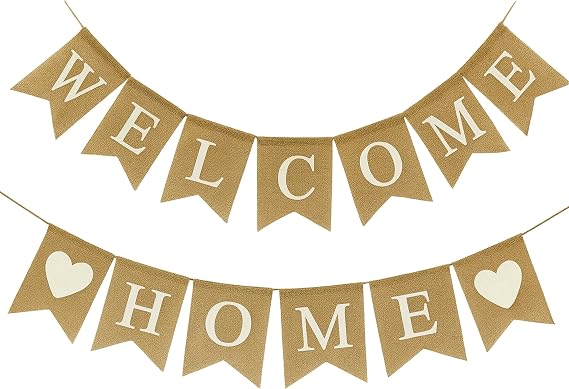 Welcome Home Burlap Banner for Welcome Home Party Decorations