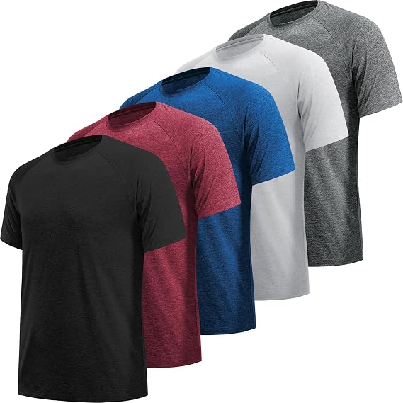 MLYENX 7 Pack Workout Shirts for Men Quick Dry Athletic Gym T-Shirts