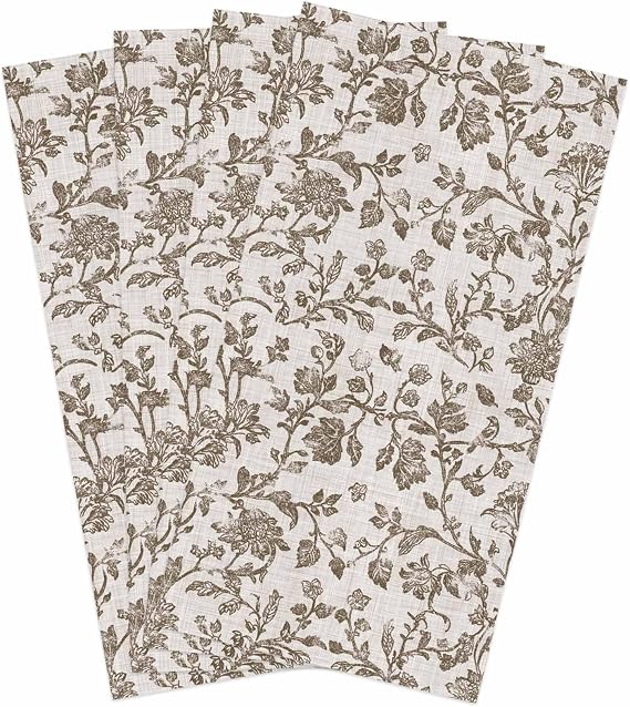 Farmhouse Brown Kitchen Towels 4 Pack Dish Towels for Kitchen, Vintage Flower Leaf Botanical Plant Absorbent Microfiber Hand Towels for Bathroom, Soft Towel for Bar, Tea, 18 x 28 Inch