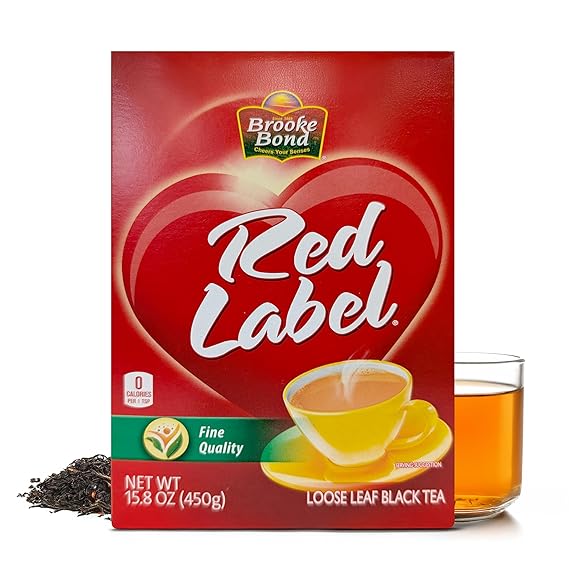 Red Label Tea | Loose Tea | Premium Brooke Bond | Black Tea | Indian Chai | Rich & Refreshing Flavor | Compatible for Chai | 450 Grams Pack of 1