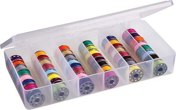 ArtBin 8156AB Large Bobbin Box, Sewing Bobbin Organizer, [1] Plastic Storage Case, Clear