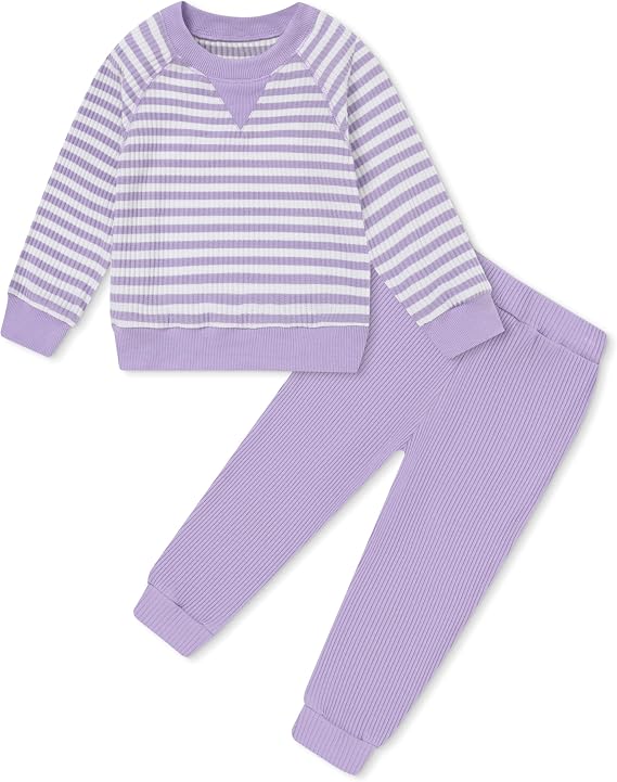 SANMIO Toddler Baby Girl Clothes Cute Striped Sweatshirt Tops and Pants Set