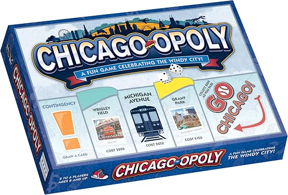 Late for The Sky Chicago-Opoly Board Game Windy City Property Trading Family Game for 2-6 Players, Ages 8+, Fast or Full Play, Great Gift and Souvenir