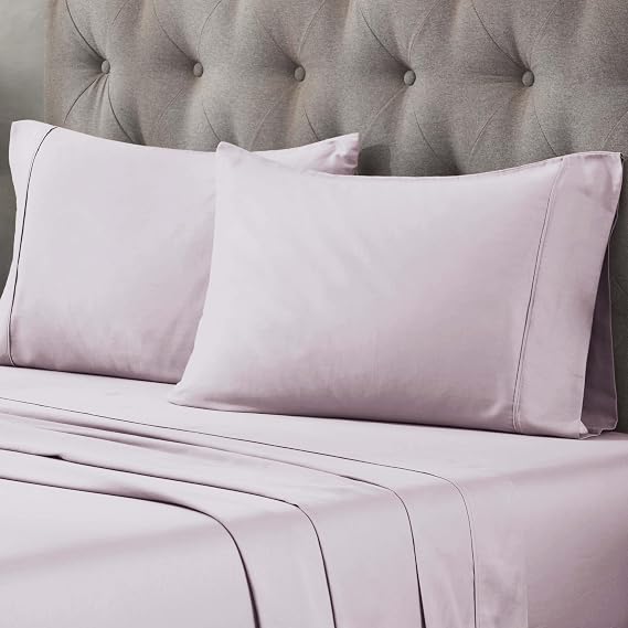 Superior Egyptian Cotton 400 Thread Count Pillowcases, Pillow Cases, Modern, Solid Classic Pillow Case Cover, Ultra-Soft Comfort Basics, Bedding Essentials, Bed Accents, Set of 2, King, Lilac