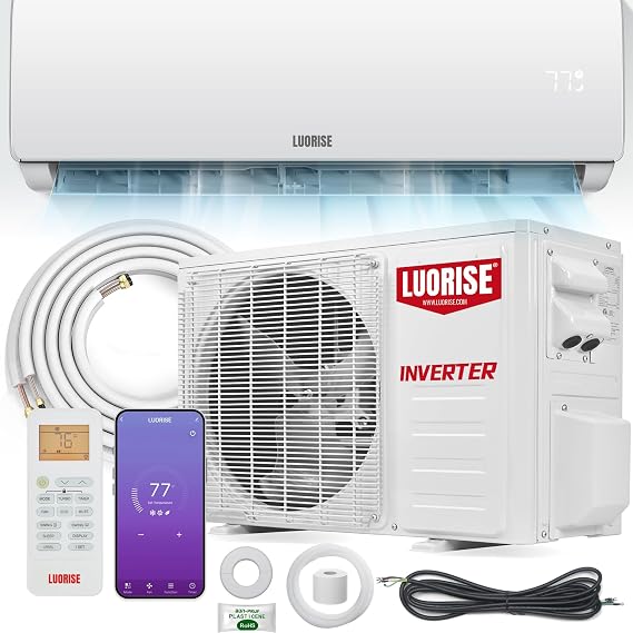 11500 BTU WiFi Mini Split AC/Heating System, Ductless Air Conditioner, 17 SEER2 115V Inverter Wall AC Unit, Cools Up to 550 Sq.Ft, Pre-Charged Heat Pump & 16.4ft Installation Kit