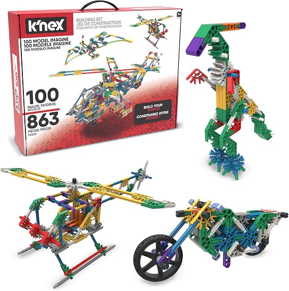 K'NEX - 100 Model Building Set 863 Pieces, STEM Building, Kid Construction Set Ages 7+