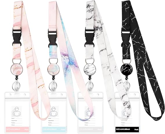 4 Pack Detachable lanyards for Cruise Ship Cards Cute Cruise Lanyards with Retractable Badge Reel and Waterproof ID Badge Holder