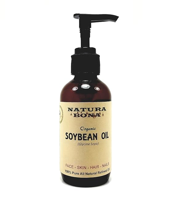 Pure Natural Soybean Oil for Face, Hair, Body and Nails. Cold Pressed,100% Natural, No Additives. A Proven Natural Moisturizer. 4oz Amber Glass Pump Bottle