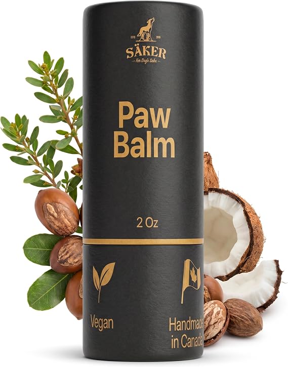 SAKER Dog Paw Balm for Winter | Veterinarian-Approved Paw Protection for Dogs for Cold Snow | Handmade in Canada | Paw Soother Safe to Lick for Dry, Cracked, and Rough Paws