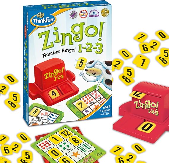 Think Fun Zingo 1-2-3 Number Bingo Game for Age 4 and Up - Award winner and Toy of the Year Nominee (7703)