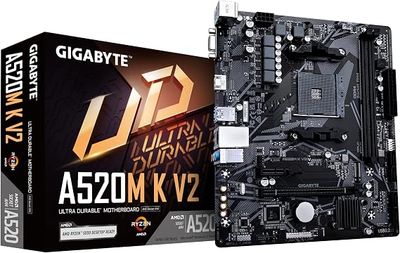 Gigabyte A520M K V2 Motherboard (AM4/2xDDR4/HDMI/D-Sub/M.2/USB 3.2)