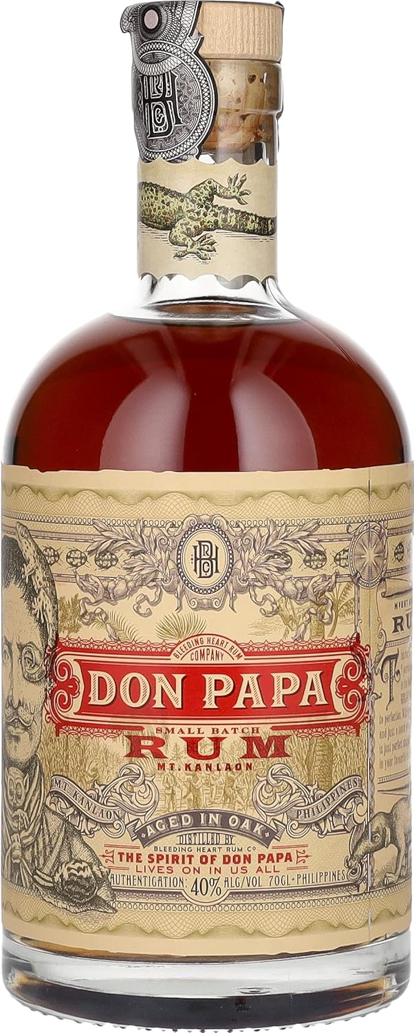 Don Papa Rum 70cl - 40% ABV Dark Aged Sipping Rum: Distilled in Sugarlandia, Philippines | Expertly Matured in American Oak | Great for Cocktails
