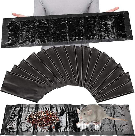 Qualirey 16 Pack Large Sticky Mouse Rat Traps Indoor,24 x 11 Inches,Black
